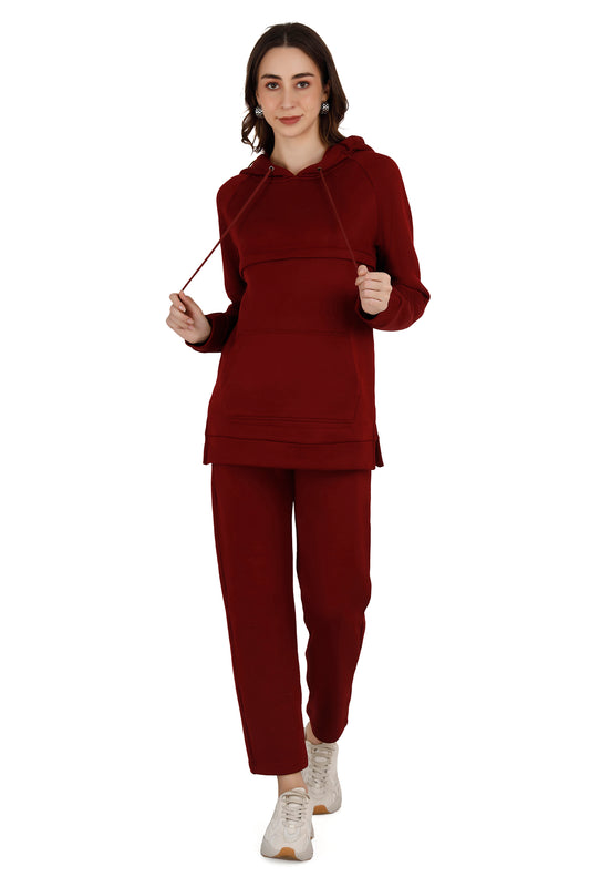 Women's Maroon Maternity Coord Set