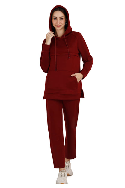 Women's Maroon Maternity Coord Set