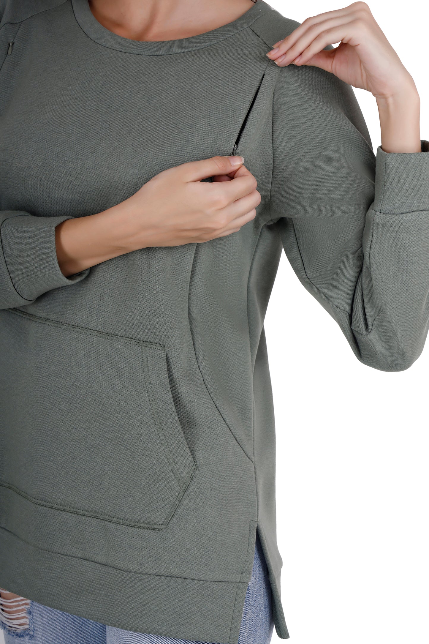 Women's Green Relaxed Maternity Sweatshirt