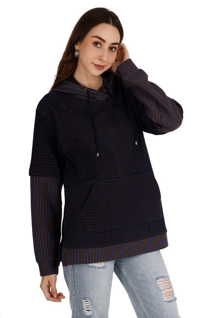 Women's Multicolored Stripe Maternity Hoodie