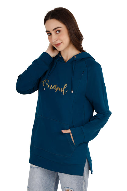 Women's Printed Indigo Maternity Hoodie