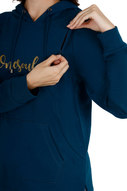 Women's Printed Indigo Maternity Hoodie