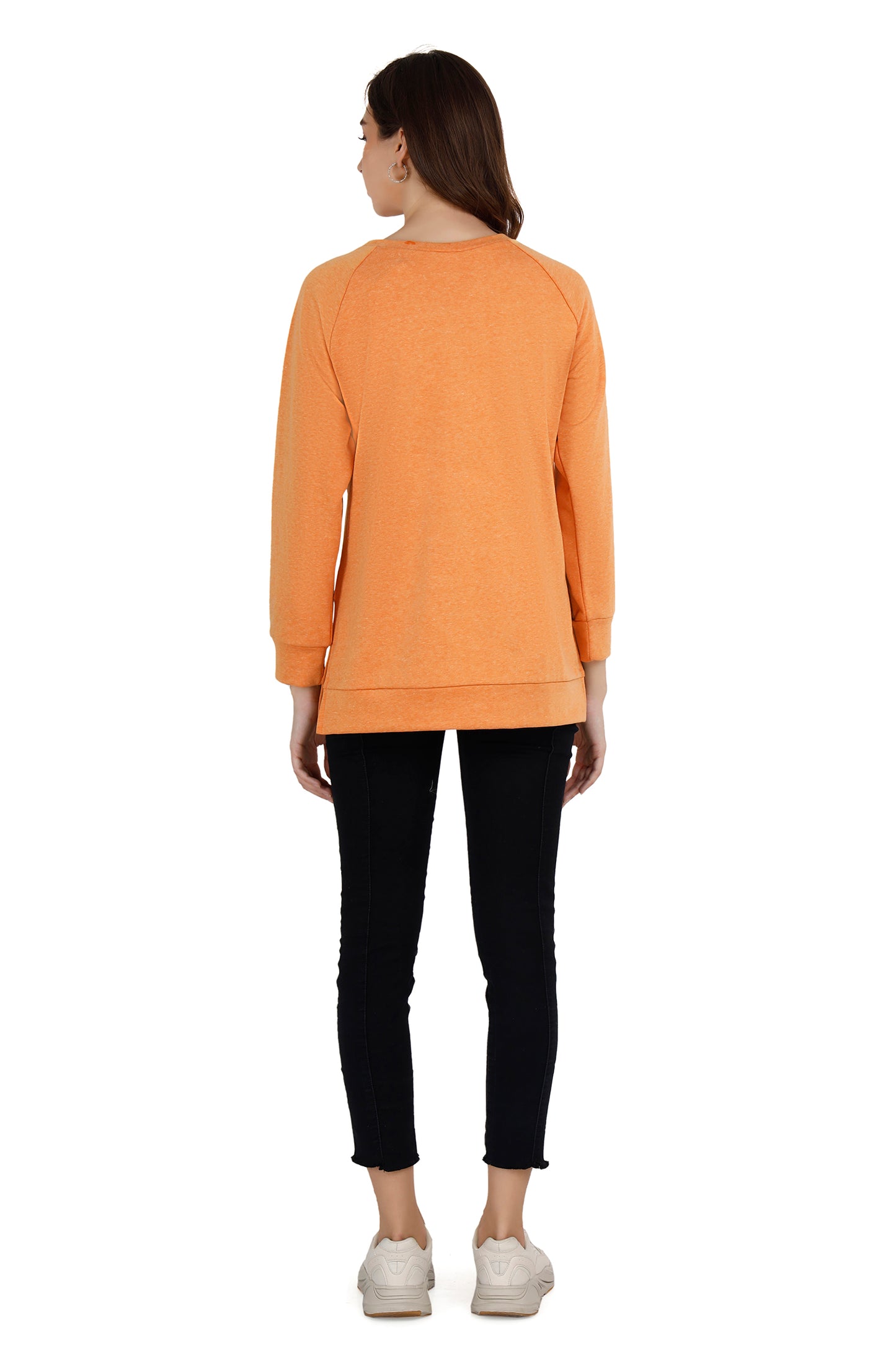 Women's Textured Tangerine Relaxed Maternity Sweatshirt