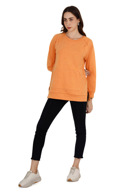 Women's Textured Tangerine Relaxed Maternity Sweatshirt