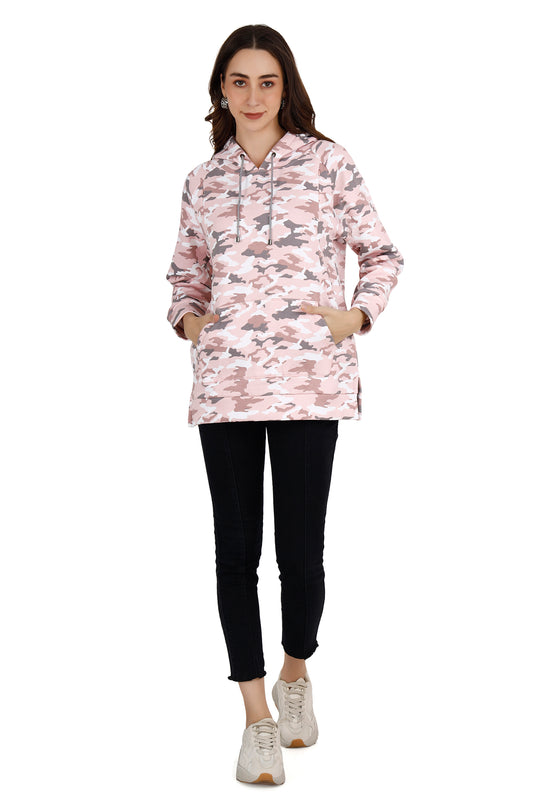 Women's Pink Army Camo Maternity Hoodie