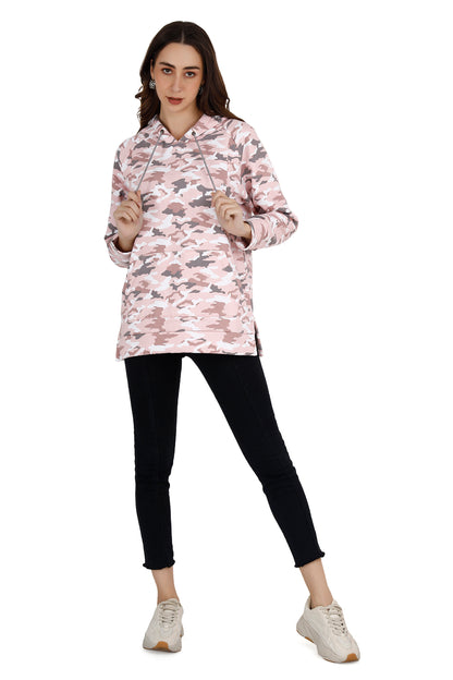 Women's Pink Army Camo Maternity Hoodie