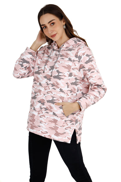 Women's Pink Army Camo Maternity Hoodie