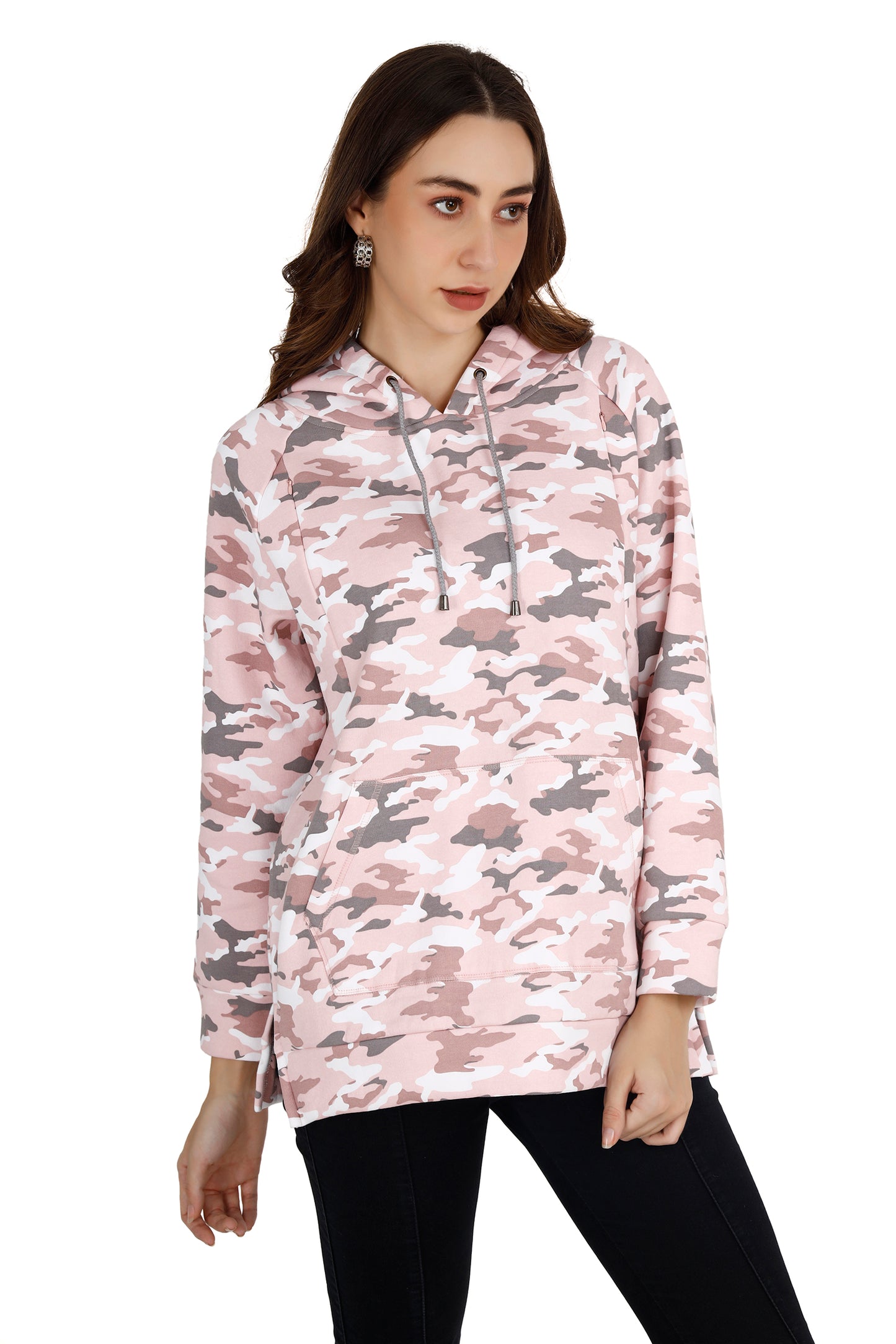 Women's Pink Army Camo Maternity Hoodie