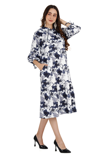 Floral White Women's Maternity Hoodie Dress