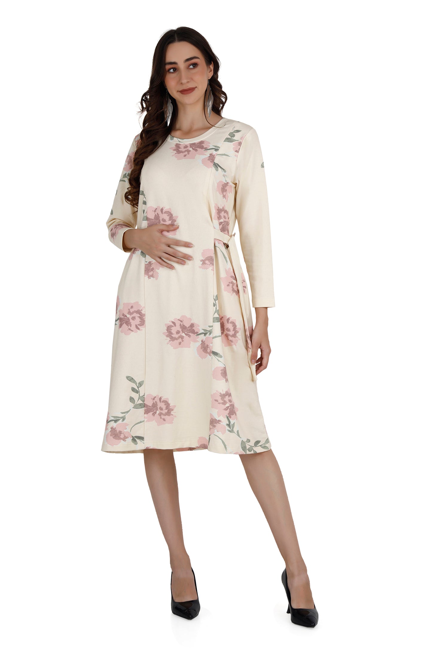 Women's Stylish Floral Belted Dress