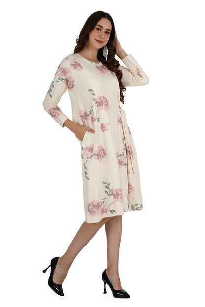 Women's Stylish Floral Belted Dress