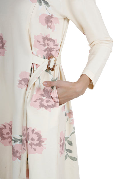 Women's Stylish Floral Belted Dress