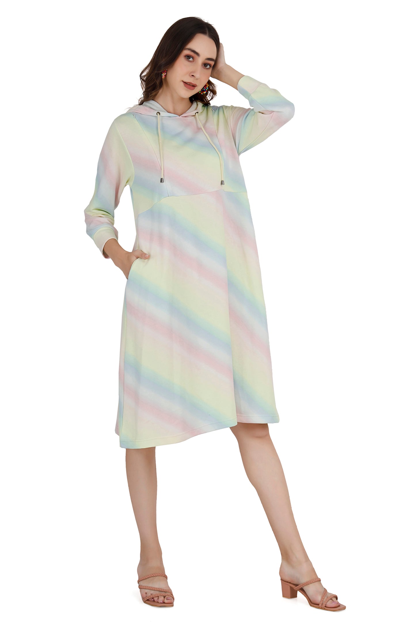 Women's Rainbow Maternity Hoodie Dress