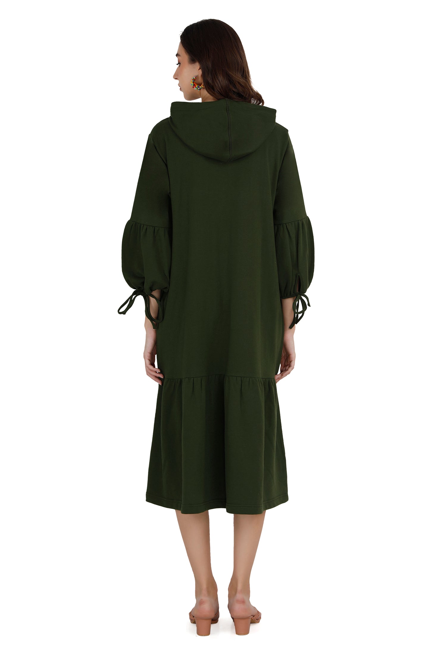 Women's Green Maternity Hoodie Dress