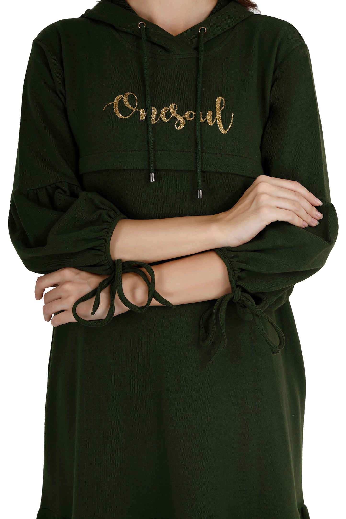 Women's Green Maternity Hoodie Dress