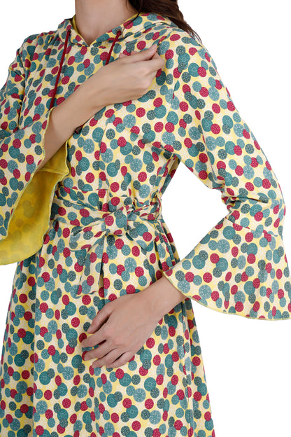 Women's Multicolored Printed Maternity Hoodie Dress