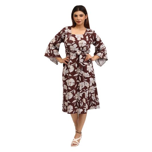 Crimson Maroon - Floral Maternity Dress For Women